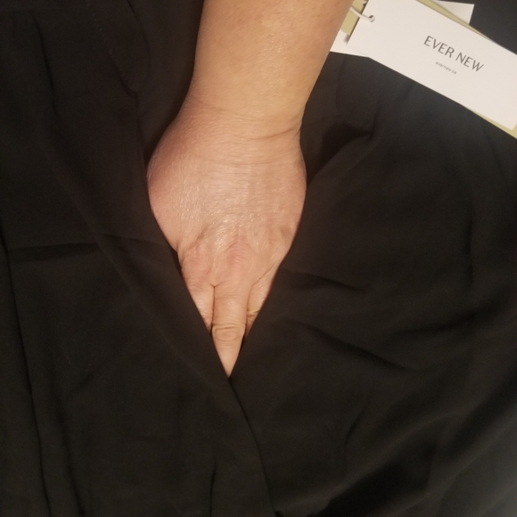 Ever New Pleated Black/Beige V-neckline with an Asymmetrical Hemline Dress s16 - Picture 8 of 12